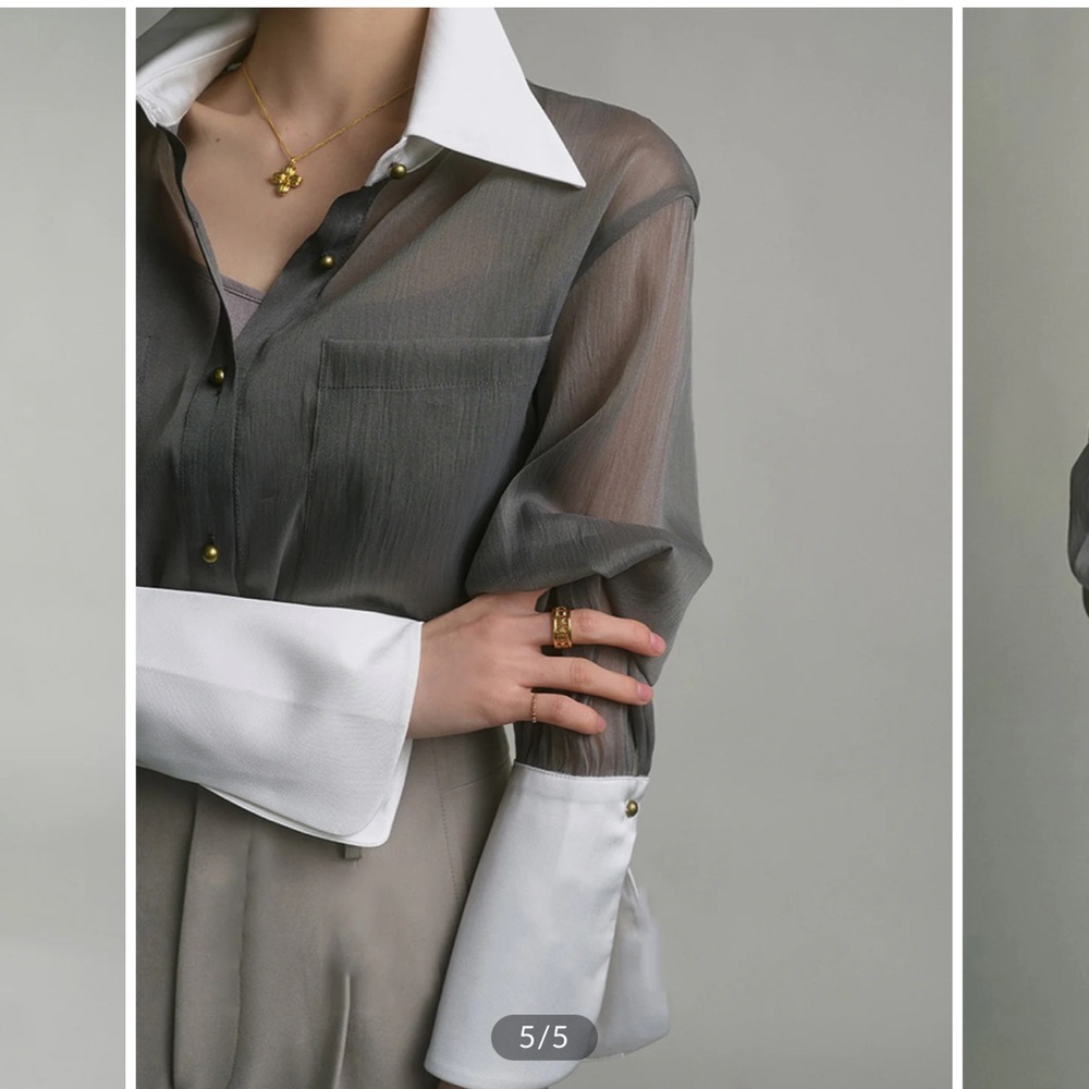 NWT Commense Sheer Button Down Blouse w/cami - Picture 3 of 4